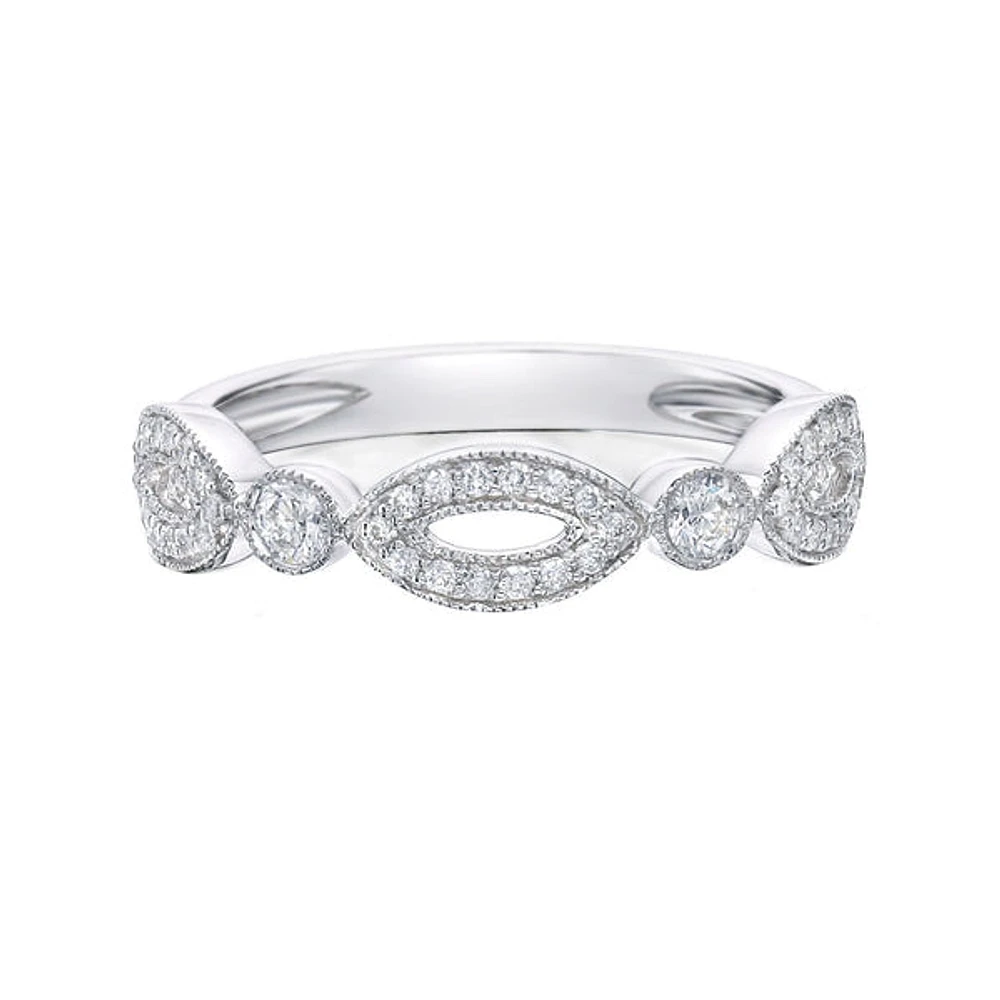 14K White Gold 1/4ct twt bezel-set diamond band