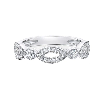 14K White Gold 1/4ct twt bezel-set diamond band