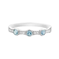 10K White Gold Aquamarine & diamond band
