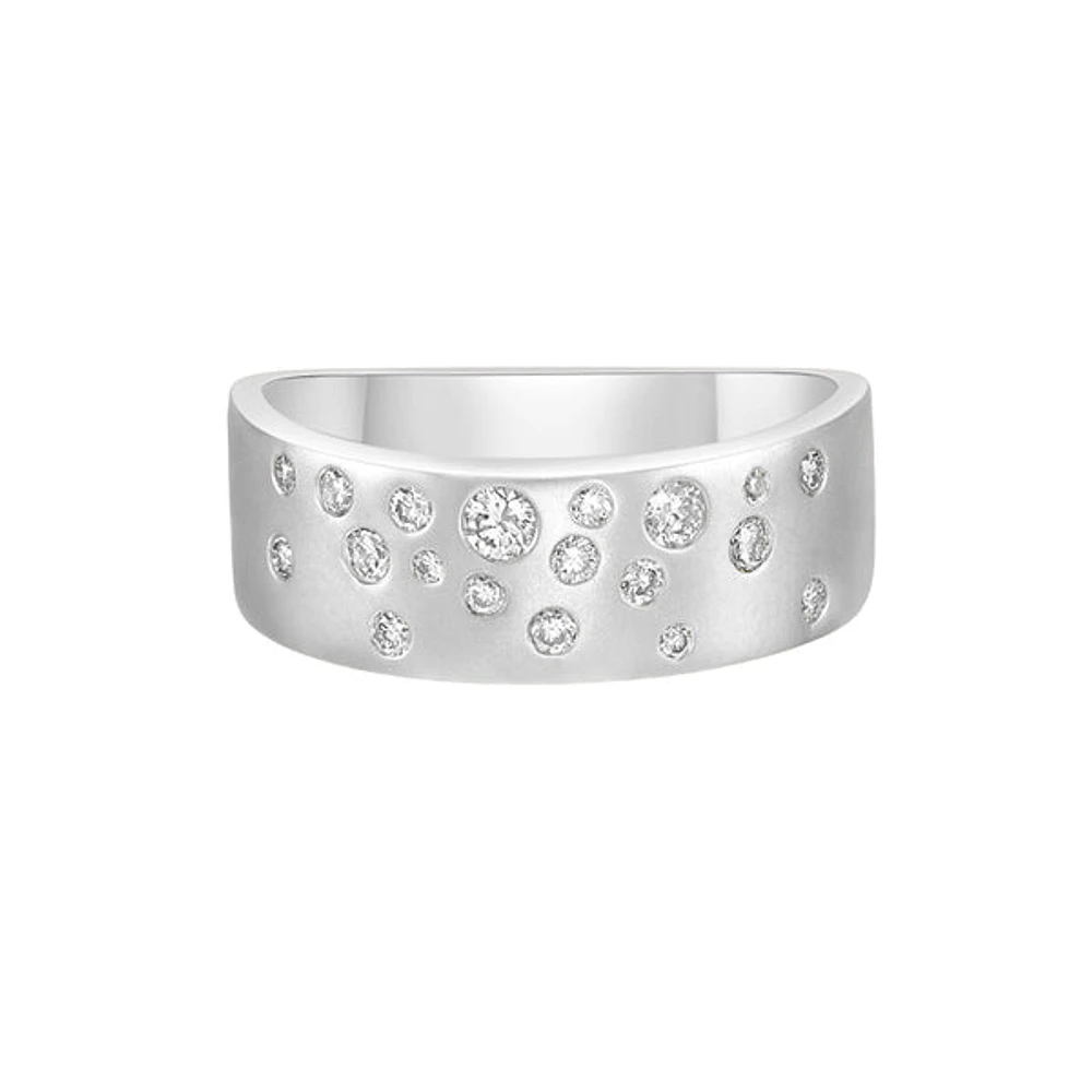 14K White Gold Flush-set diamond band