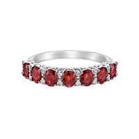 14K White Gold Prong-set Ruby Ring with Diamonds
