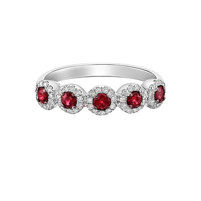 14K White Gold Ruby ring with diamonds