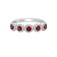 14K White Gold Ruby ring with diamonds