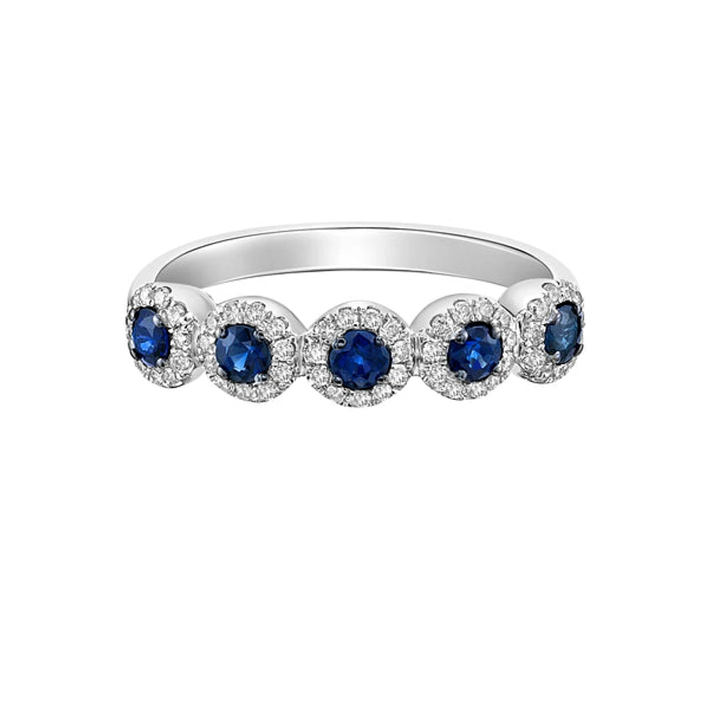 14K White Gold Sapphire ring with diamonds