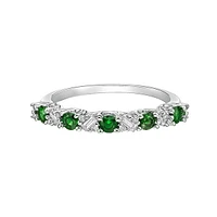14K White Gold Emerald & diamond band