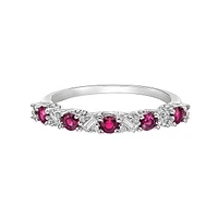14K White Gold Ruby & diamond band