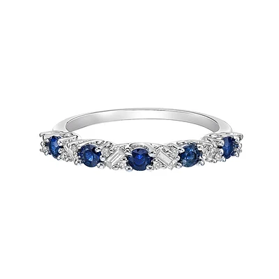 14K White Gold Sapphire & diamond band