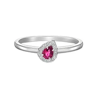 10K White Gold Ruby & diamond ring