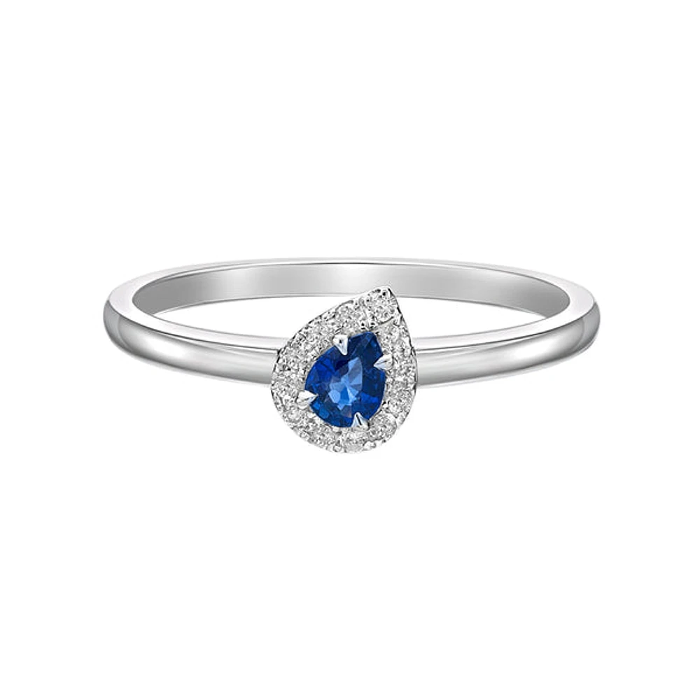 10K White Gold Sapphire & diamond ring