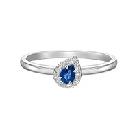 10K White Gold Sapphire & diamond ring