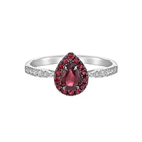 10K White Gold Prong-set Ruby & Diamond ring
