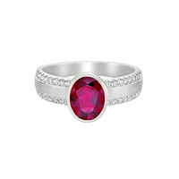 14K Gold Brushed Ruby & Diamond ring