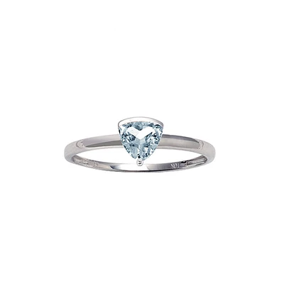 10K White Gold Prong-set Aquamarine ring