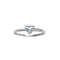 10K White Gold Prong-set Aquamarine ring
