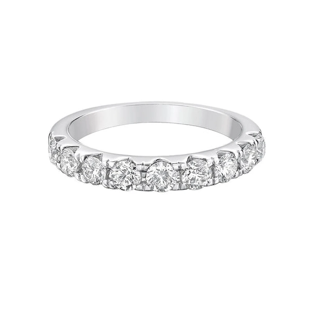 14K White Gold Prong diamond wedding band