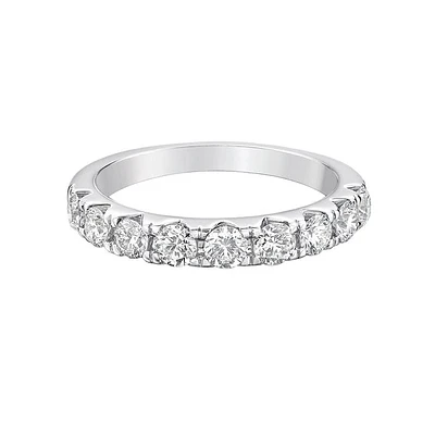 14K White Gold Prong diamond wedding band