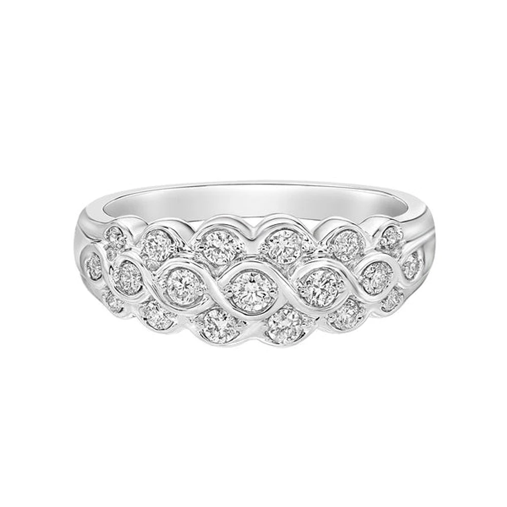 14K White Gold Prong-set diamond band with curves