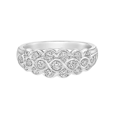 14K White Gold Prong-set diamond band with curves