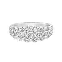 14K White Gold Prong-set diamond band with curves
