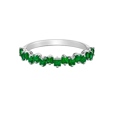 10K White Gold Prong-set Emerald band