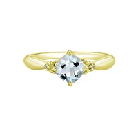 10K Yellow Gold 0.76cttw Aquamarine and 0.008cttw Diamond Ring, size 7