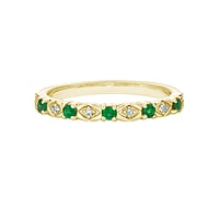 10K Yellow Gold Emerald & diamond band