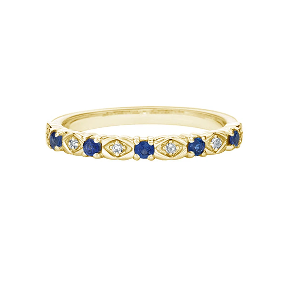 10K Yellow Gold Sapphire & diamond band