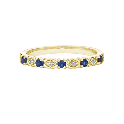 10K Yellow Gold Sapphire & diamond band