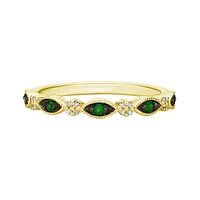 10K Yellow Gold Emerald & diamond wedding band