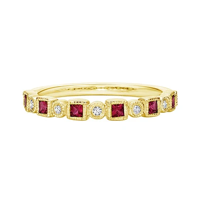 10K Yellow Gold Ruby & diamond band