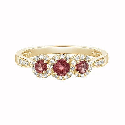 14K Gold Prong-set Ruby ring with Diamonds