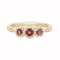 14K Gold Prong-set Ruby ring with Diamonds