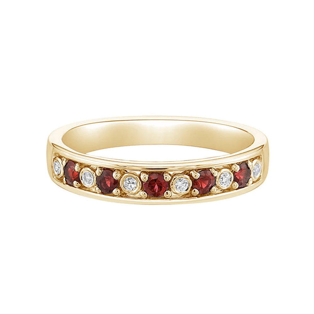 14K Yellow Gold Ruby & Diamond band