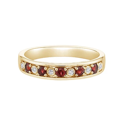 14K Yellow Gold Ruby & Diamond band