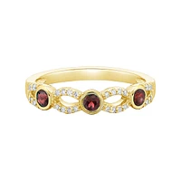 10K Yellow Gold Garnet & Diamond band