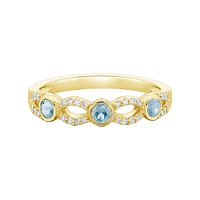 10K Yellow Gold Aquamarine & diamond band