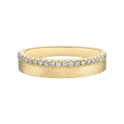 10K Yellow Gold Brushed Gold 0.23cttw diamond wedding band