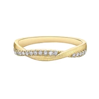 10K Yellow Gold Brushed Gold 0.21cttw diamond wedding band