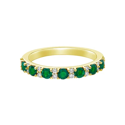 10K Yellow Gold Classic Emerald & Diamond band