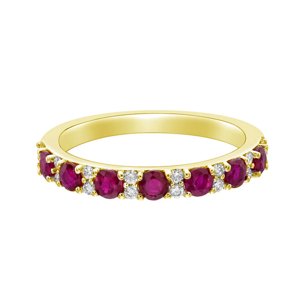 10K Yellow Gold Classic Ruby & Diamond band