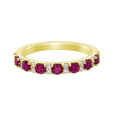 10K Yellow Gold Classic Ruby & Diamond band