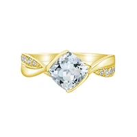 10K Yellow Gold Aquamarine & Diamond ring