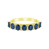 14K Yellow Gold Prong-set Sapphire Ring with Diamonds