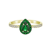 10K Yellow Gold Prong-set Emerald & Diamond ring