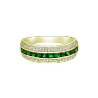 14K Yellow Gold Emerald ring with diamonds