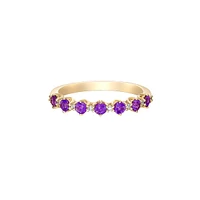 10K Yellow Gold Amethyst & diamond band