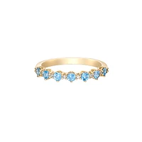 10K Yellow Gold Prong-set Blue Topaz & Diamond band