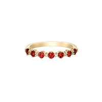 10K Yellow Gold Prong-set Garnet & Diamond band