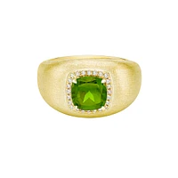 10K Yellow Gold Brushed Peridot & Diamond ring