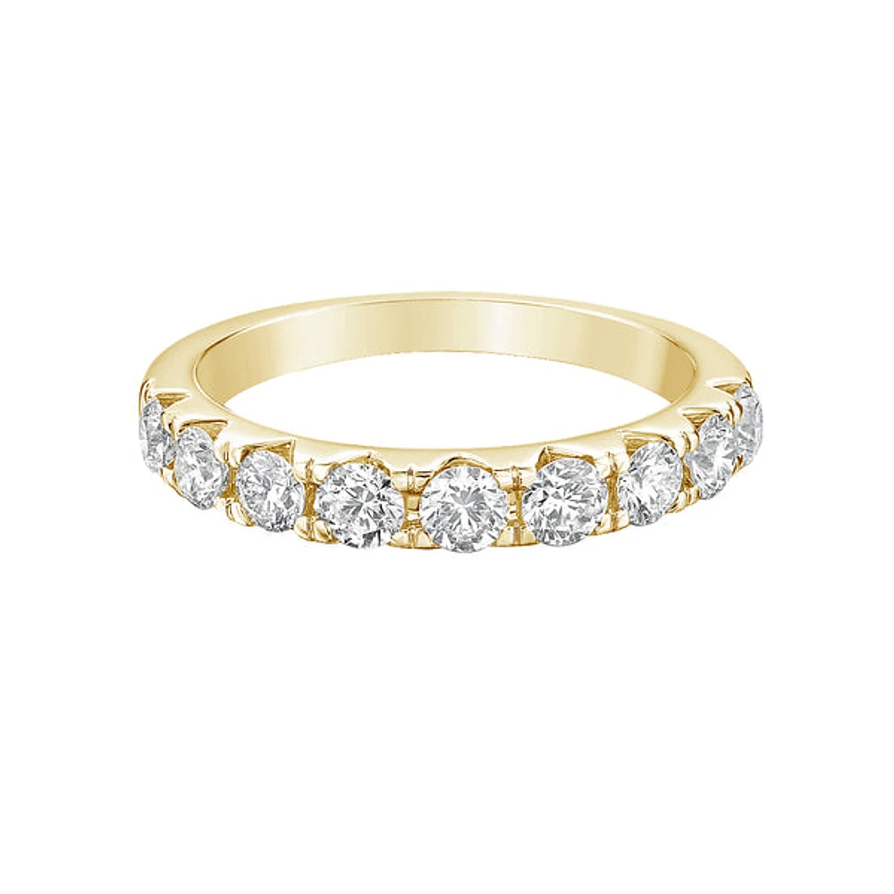 14K Yellow Gold Prong-set diamond wedding band - / 4.5